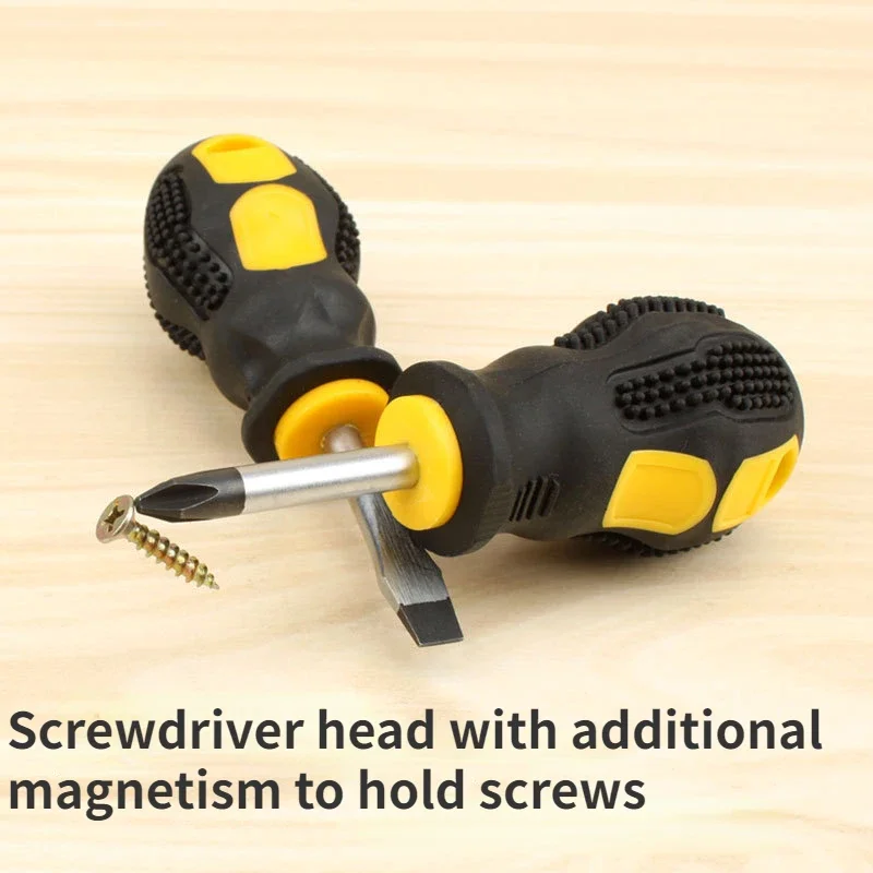 1PCS  Mini Screwdriver Dual-purpose  Flat-blade One-piece Cross-purpose Portable Tool Screwdriver Head With Magnetic Ring