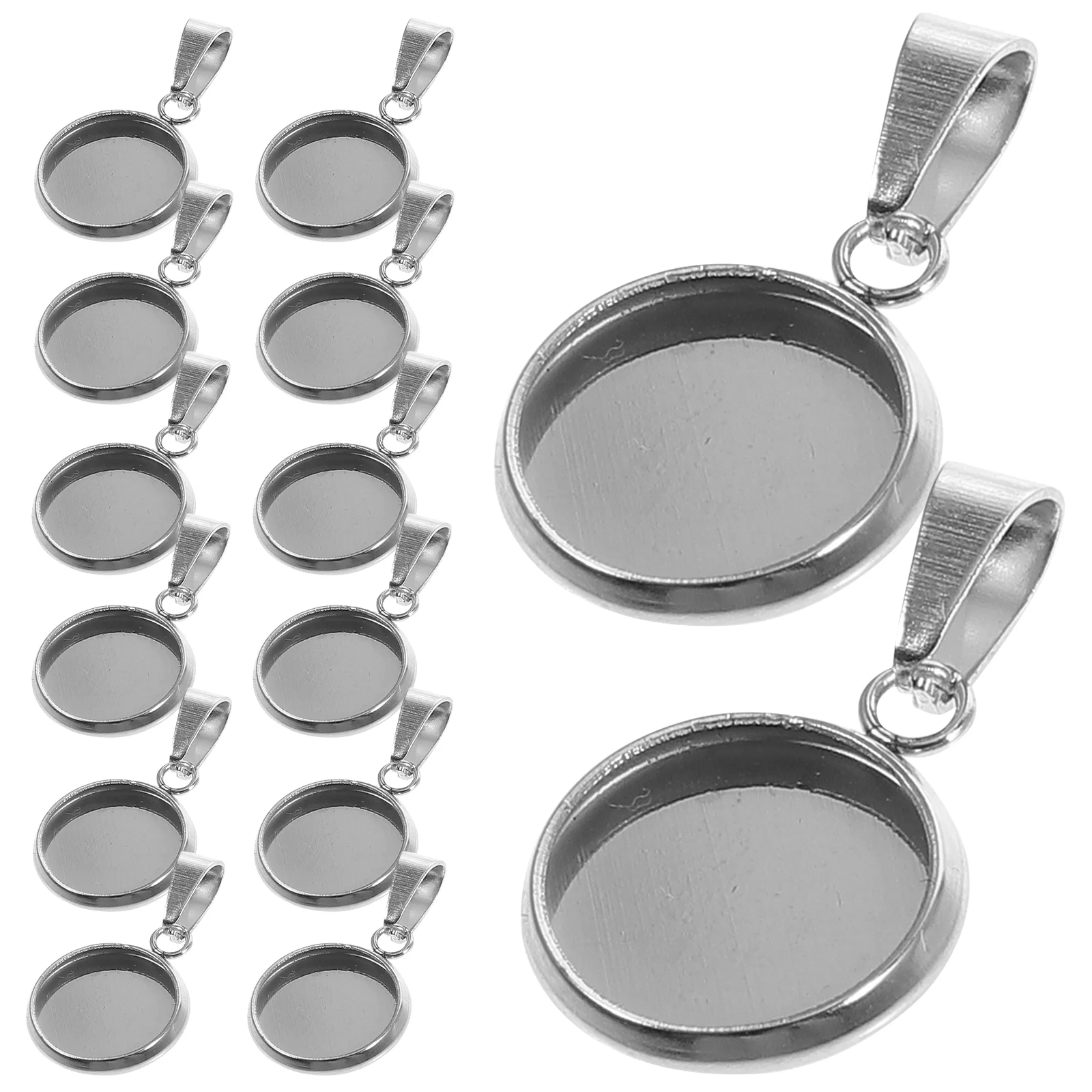 

20 Pcs Bezel Pendant Trays Earrings Sterling Silver DIY Holder Keychain Pendants Necklaces