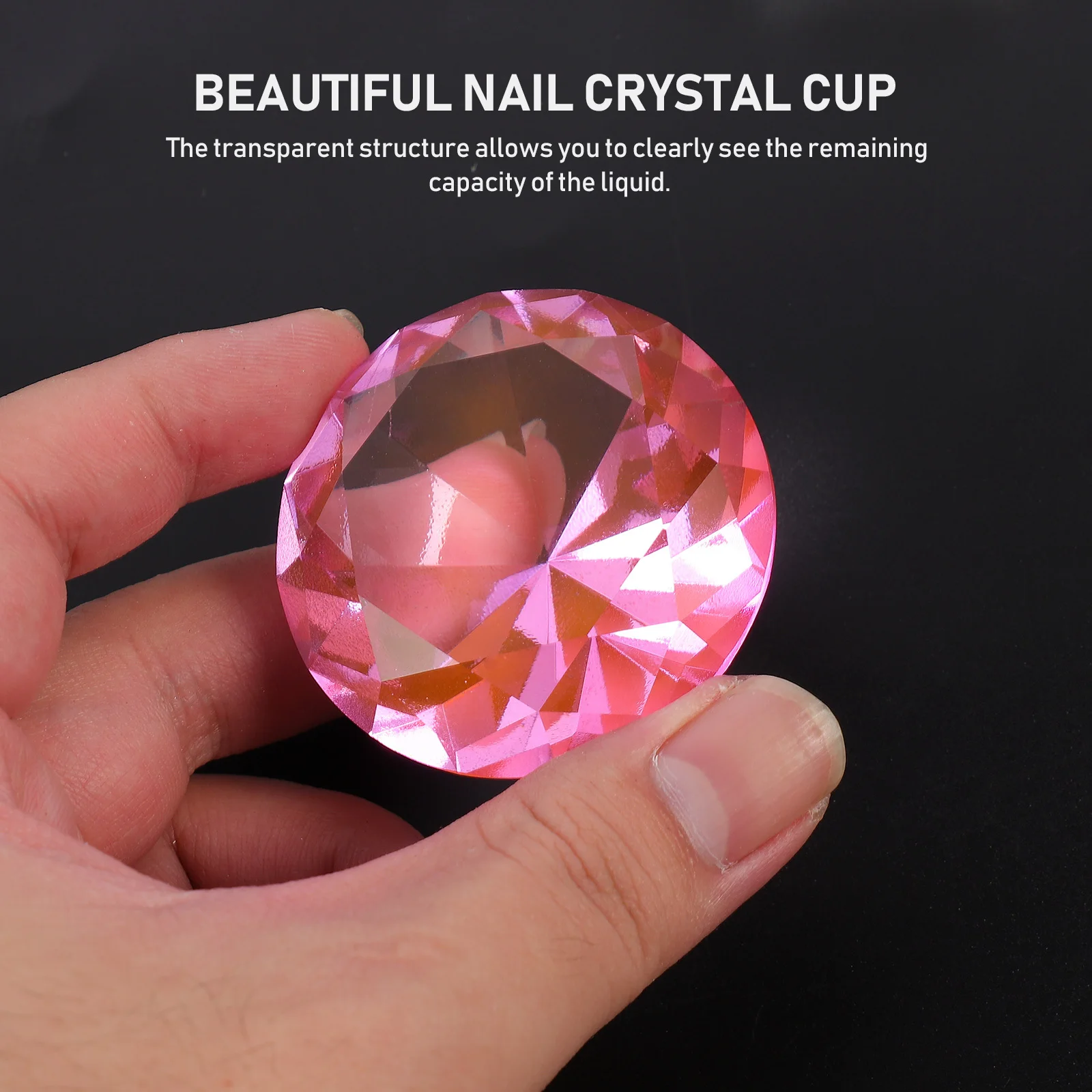 

Хрустальная жидкая чашка для дизайна ногтей с крышкой, нерегулярная прозрачная чашка для смешивания маникюрной пудры, устойчивая стеклянная чашка для ногтей с толстым дном