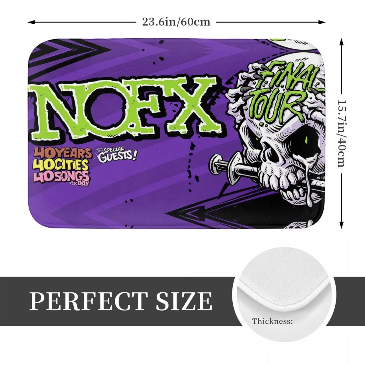 Nofx Band Final Tour Skull Anti-slip Doormat Floor Mat Cushion Carpet Rug for Kitchen Entrance Home Bedroom Footpad Mats