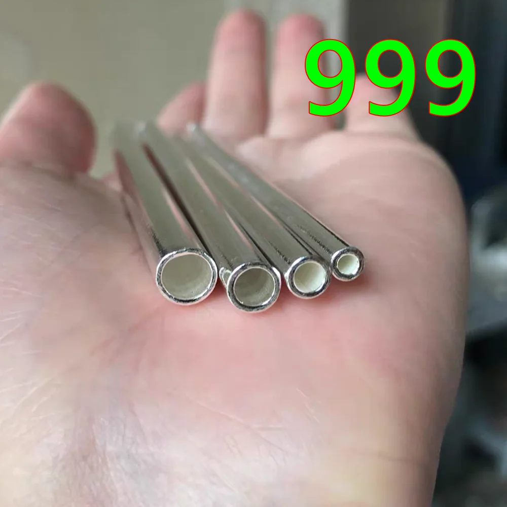 

1pcs 1mm to 6mm Silver Straight Tube 999 hollow pipe Jewelry Handmade DIY Material Bracelet Necklace Making accessories