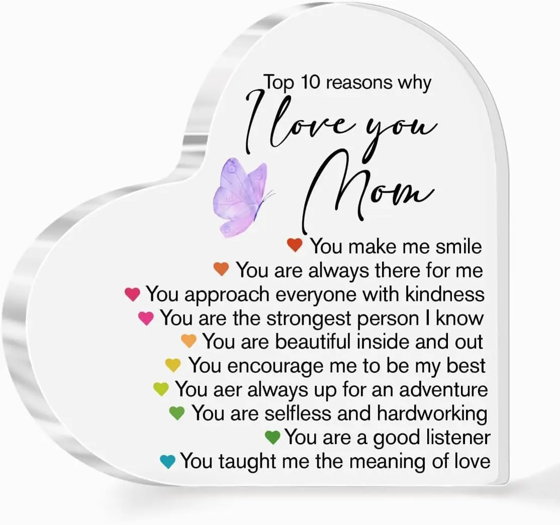 Delicate Lavender Butterfly Heart‑Shaped Acrylic Ornament, Mother’s Day Birthday Sentimental Gift for Mom