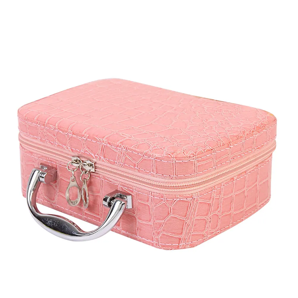 

Case PU Metal Pink Tote Bag Toiletry ganizer Travel Storage Women Cosmetics Hanging Makeup Brush Holder