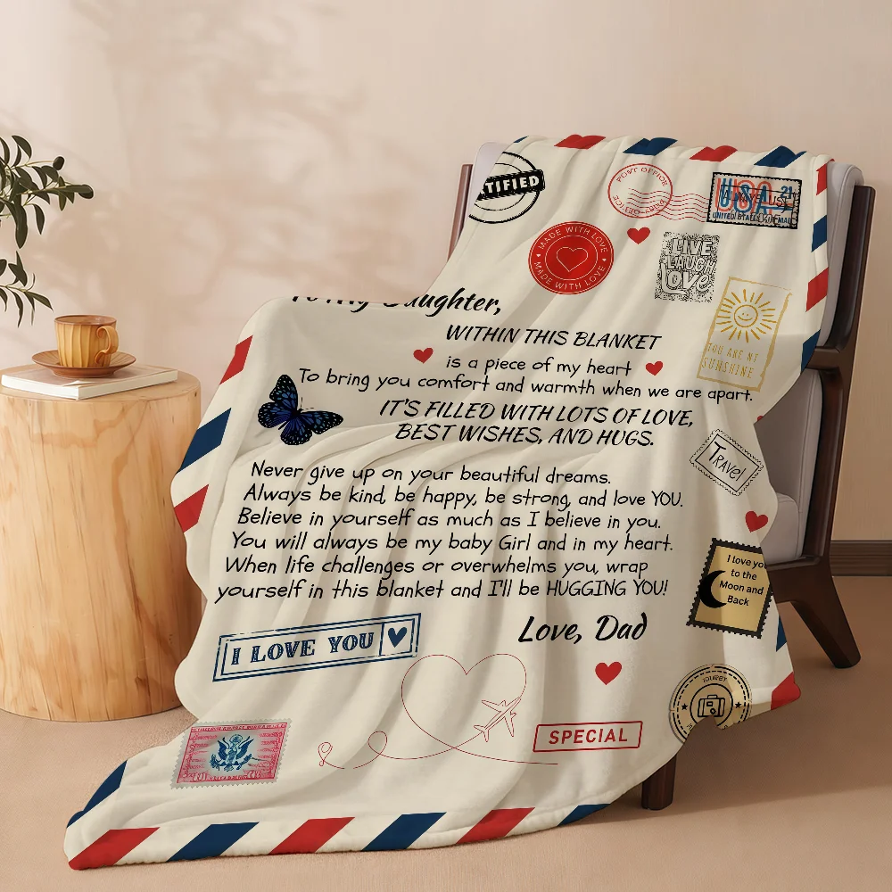 Envelope for My Daughter Son Mom Blanket Soft Warm And Thick Perfect For Bedroom Living Room Bed Sofa Camping Picnic Office Gift