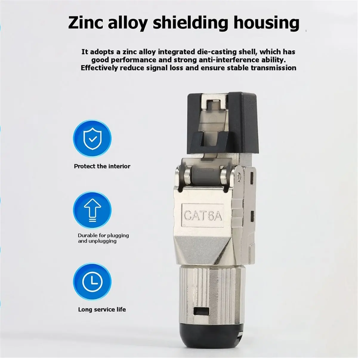 8PCS RJ45 Cat6A Connector Shielded Toolless Modular Termination Plug 2000MHz 40G LAN Cable for 22AWG-24AWG