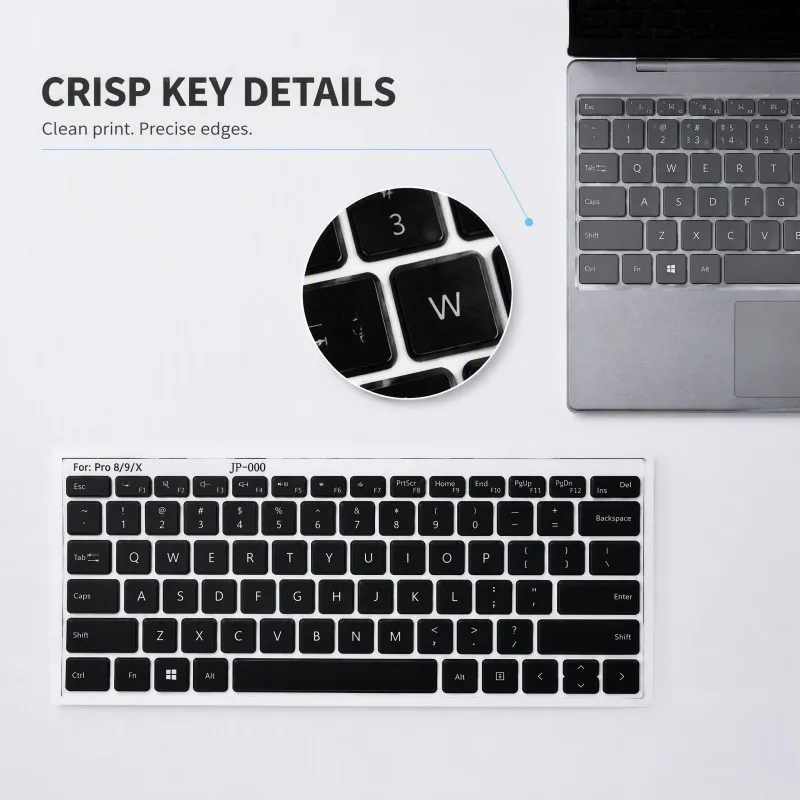 Keyboard stickers for Microsoft Surface GO1234 Pro 8, 9, and X, QWERTY Key Decals, Scratch-Resistant and Residue-Free PVC Labels