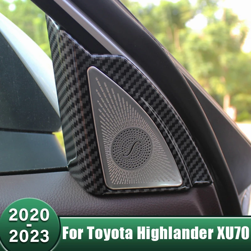 Car A Pillar Triangle Audio Stereo Speaker Bezel Covers Accessories For Toyota Highlander XU70 Kluger 2020 2021 2022 2023 Hybrid