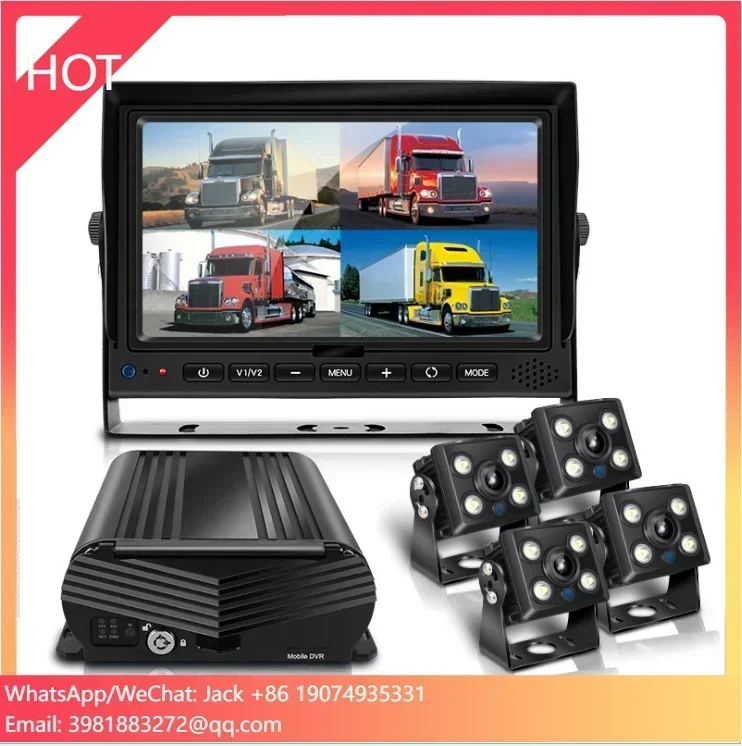 H.264 4CH Entrada de audio y vídeo 1080P Grabador de video en tiempo real Auto Taxi Bus DVR móvil AHD MDVR 4CH Kit