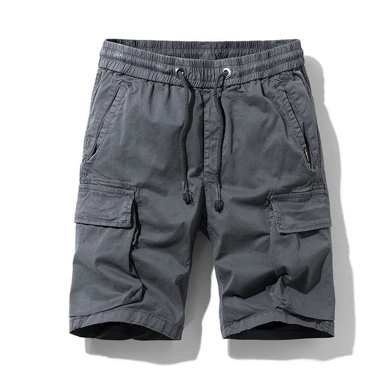 

2023 New Summer Men Cotton Cargo Shorts Fashion Multi Pocket Solid Casual Breeches Bermuda Shorts Mens Loose Knee Length Pants