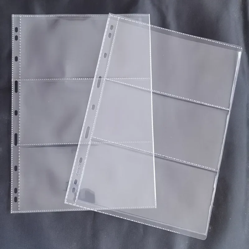 Álbum de folhas soltas com 3 espaços, proteção para selos, moeda, novo dinheiro, notas, papel, álbum de dinheiro, página, coletando, mangas de suporte