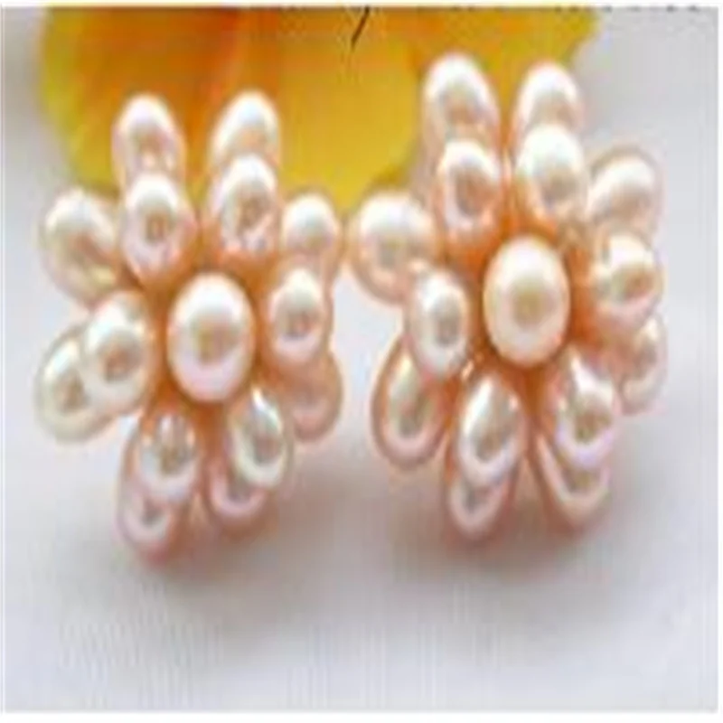 

7mm rice pink freshwater pearl earring Free shipping