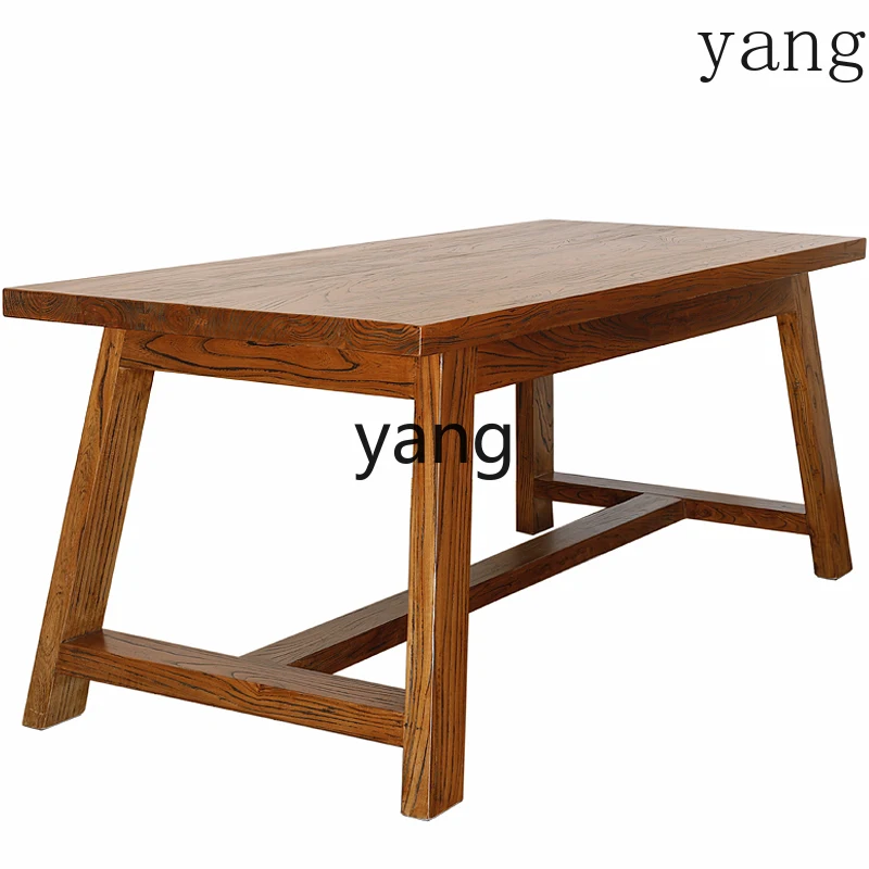 LH all solid wood dining table rectangular old elm furniture modern simple dining table