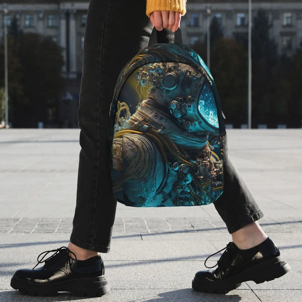 Futuristic Astronaut Glowing Blue Backpack Student BookBag Kids School Bag Computer Shoulder Bags for Boys Girls