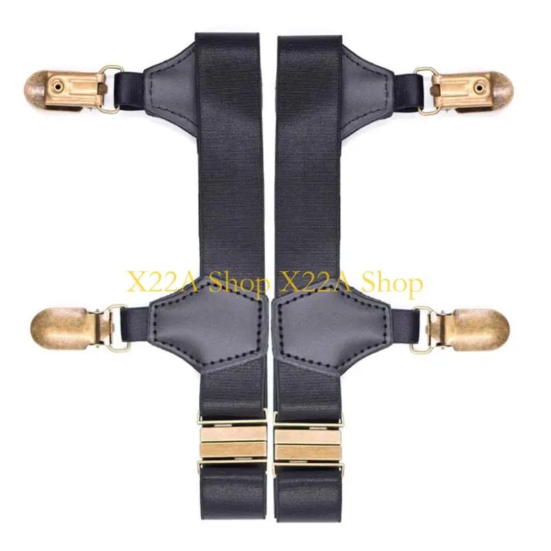 Uomini unici da donna 1 coppia calzini neri a sospensione con doppio metallo duro non slip clip elastiche calze regolabili