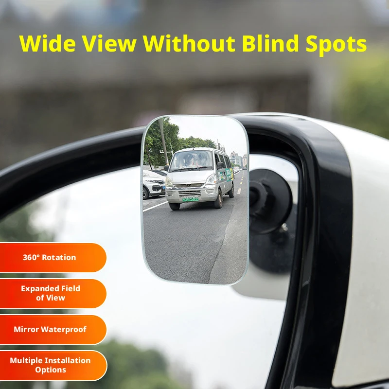 SEAMETAL 2pcs Car Rear View Mirror Blind Spot Auxiliary Mirrors 360 Degree Adjustable Wide Angle HD Car Rearview Convex Mirror