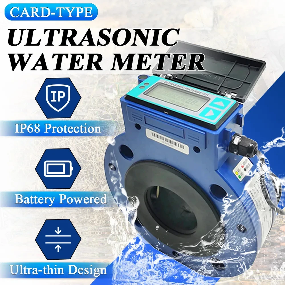 Ultrasonic Water Meter Flowmeter Water Liquid Pipeline Battery Waterproof Sensor MBUS Interface Transmitter RS485