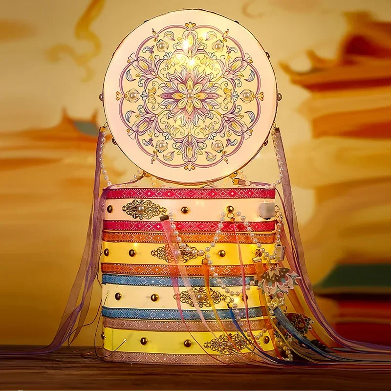Mid-Autumn Festival Intangible Cultural Heritage Lantern Handheld Luminous Antique Treasure Lantern Handmade Diy PP Material
