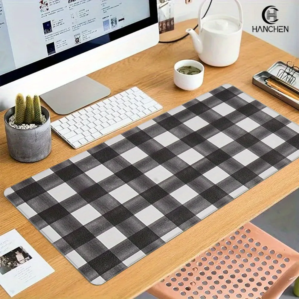 Black and white checkered anti-slip gaming mouse pad, enhancing stability and smoothness alfombrillas gaming tapis de souris
