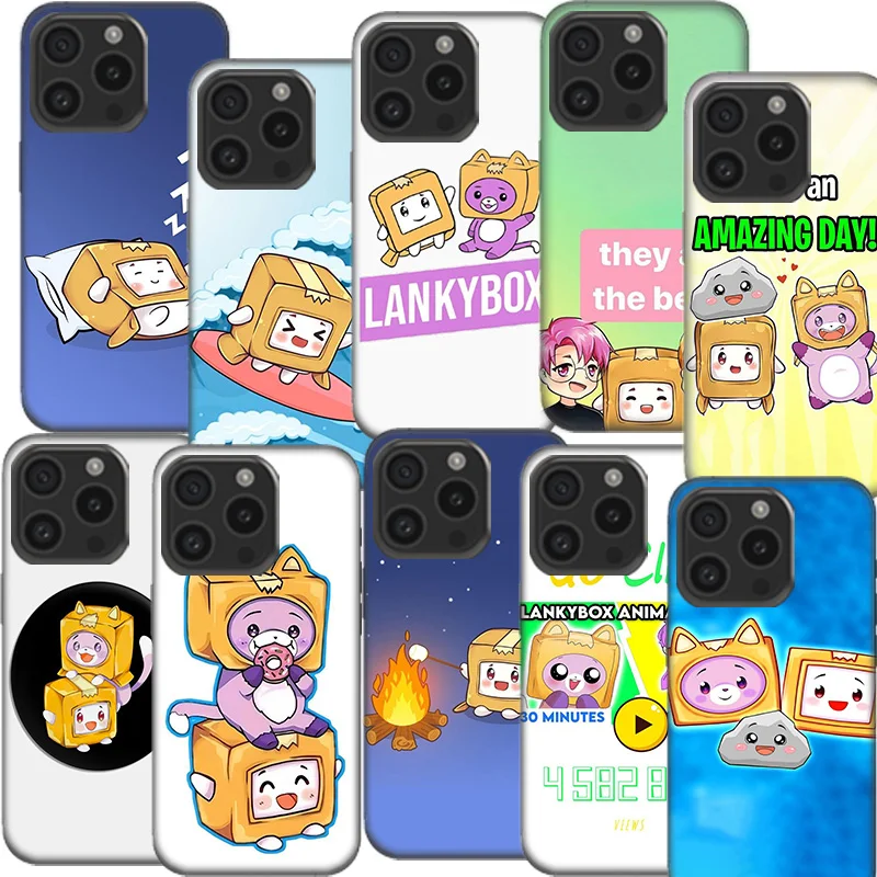 Lankybox Cute Clear Phone Case For Aplee iPhone 12 13 Mini 14+ 15 Plus 16 Pro Max Cover 11 Pro X XS Max Coque Hard PC Cell