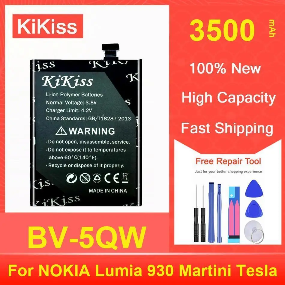 

Kikiss Battery 3500Mah BV-5QW For NOKIA Lumia 930 Martini Tesla