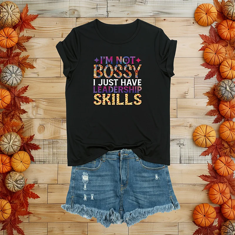 Interesting Letter Pattern T-shirt Retro Cute Short Sleeved T-shirt Top Plus Size Women's Top