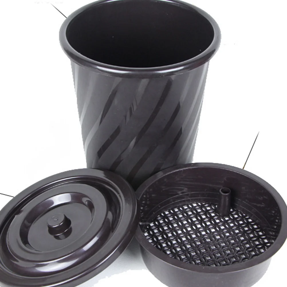 

Plastic Dross Bucket With Filter Layer Lid Home Kitchen Office Hotel Trash Holder For Tea Waste Storage Decorative Stripe