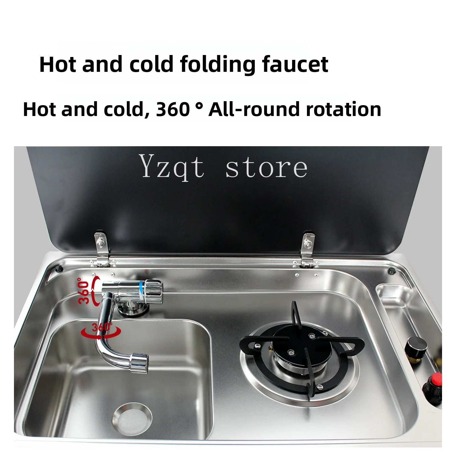RV integrated gas sink induction cooker kitchen dishwashing basin multi-function liquefied gas stove double stove stainless
