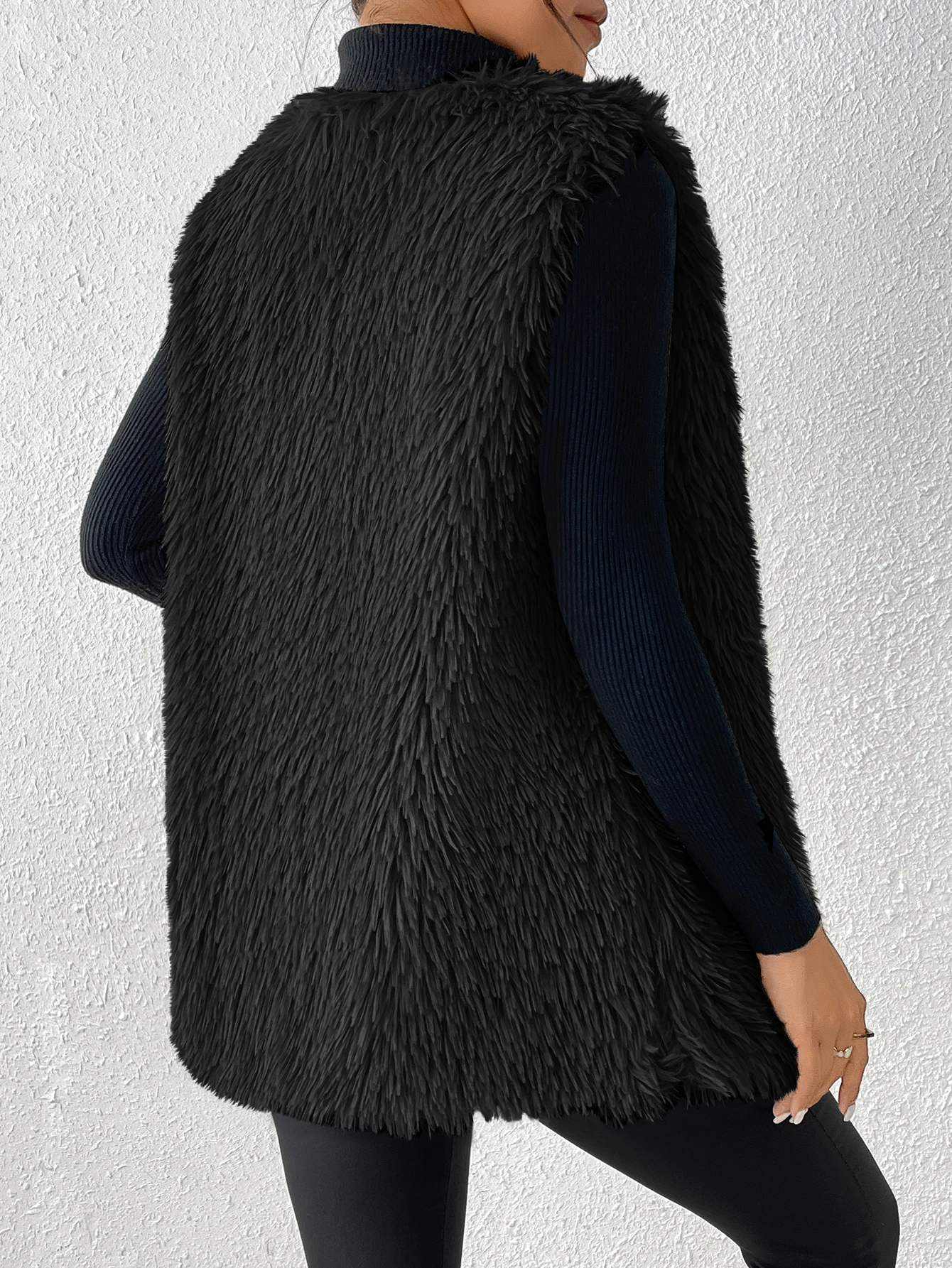 Autumn and Winter Women's Jacket Fashionable Casual Solid Color Warm Plush Plush Vest Jacket Women's Vest