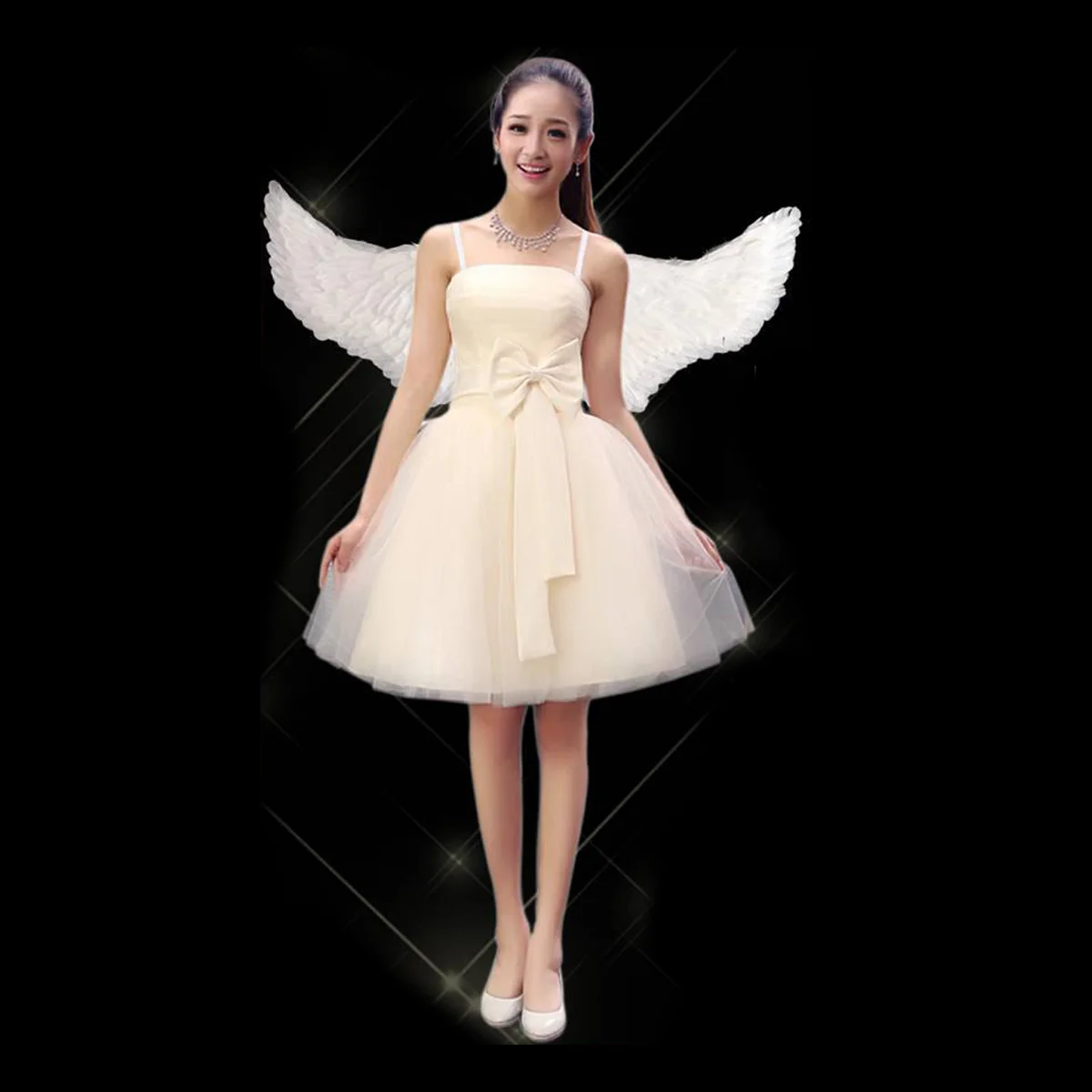 Ensemble d'ailes d'ange pour Costume de fée, 4 pièces, avec jupe Tutu, pince à cheveux, baguette, tenue de spectacle de fête, vacances