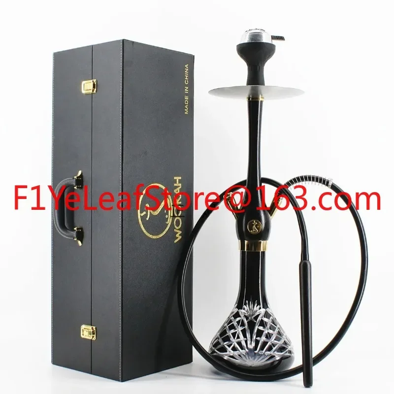 Glass single tube stainless steel hookah stick with leather cover