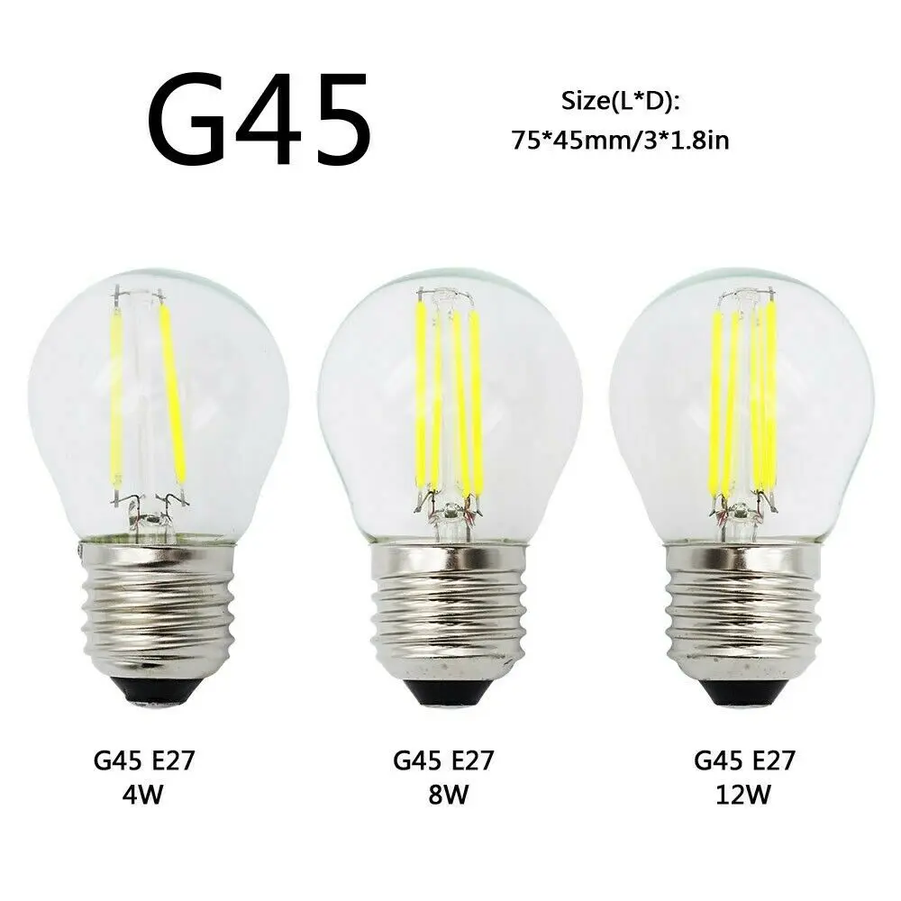 10Pc G45 E27 Led Filament Globe Bulb 220V 240V 2W 4W 6W Light Vintage Lamp 2700K Warm White Edison Glass Shell 360 Degree Beam