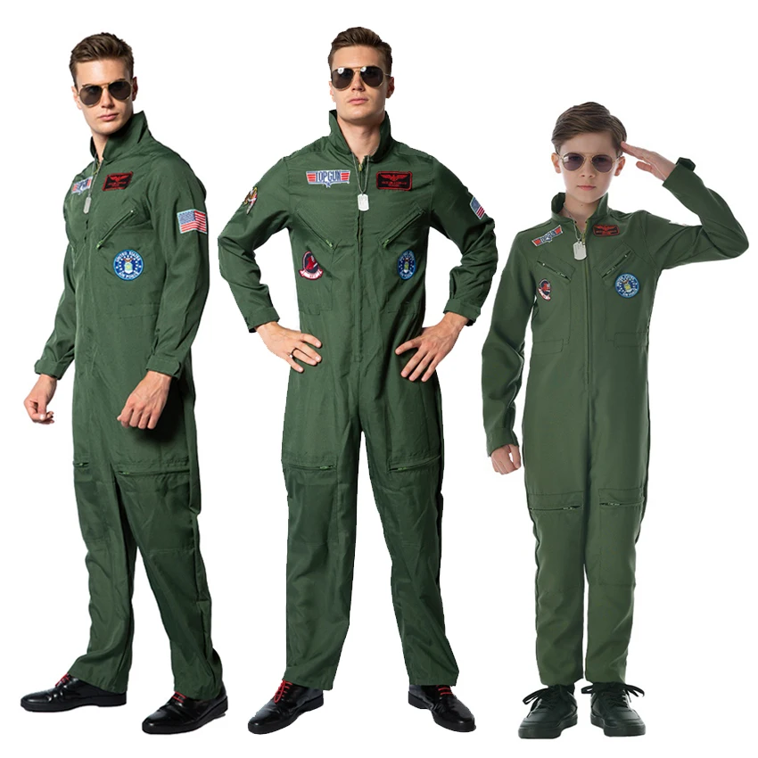 Piloto Cosplay Masculino, Macacões Anime, Roupas de Halloween, Aviador Americano, Uniforme da Força Aérea, Fatos de Carnaval