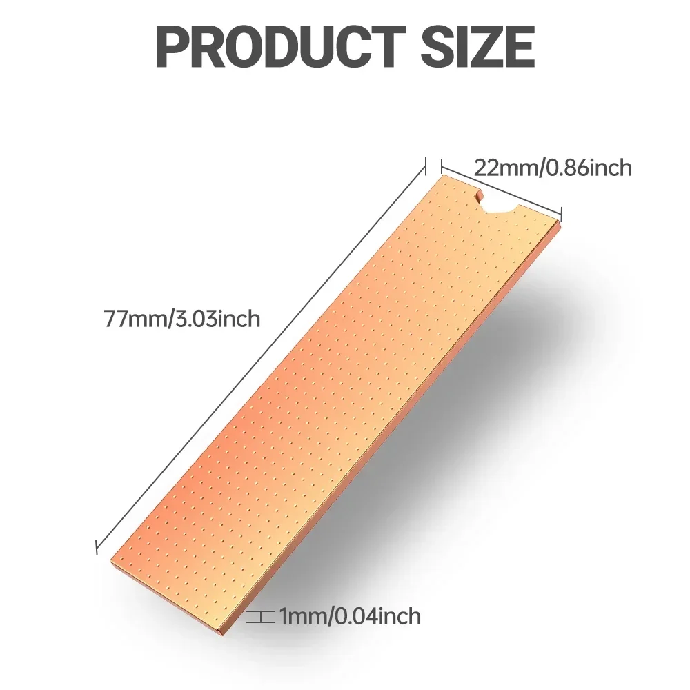 JEYI Copper M.2 Radiator z podkładkami termicznymi Nano, NVMe NGFF Pure Copper SSD Cooler Solid State Disk Radiator do laptopa stacjonarnego