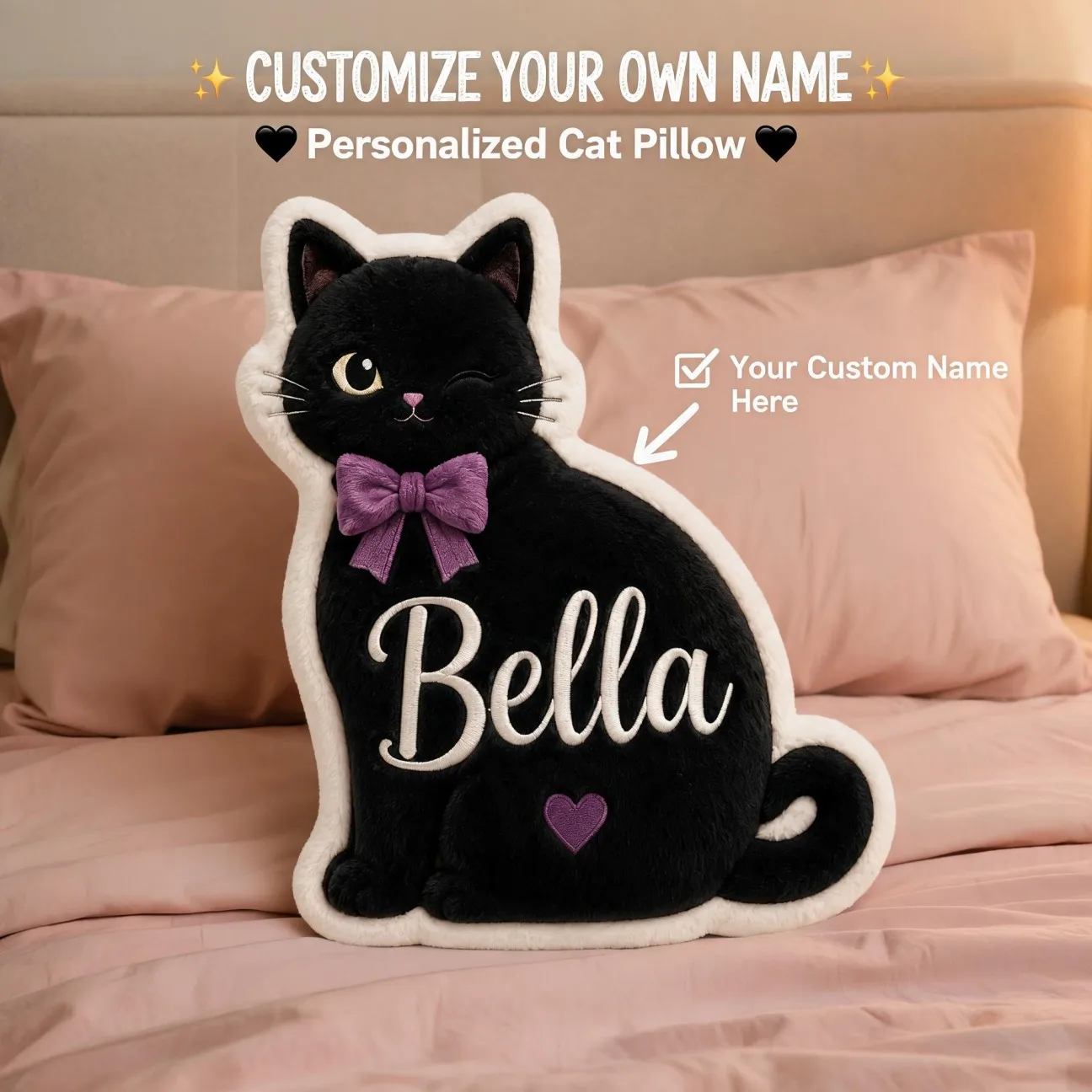 Upload photos to customize exclusive items, print precious portraits on black pajamas shaped doll pillows, with multiple sizes t