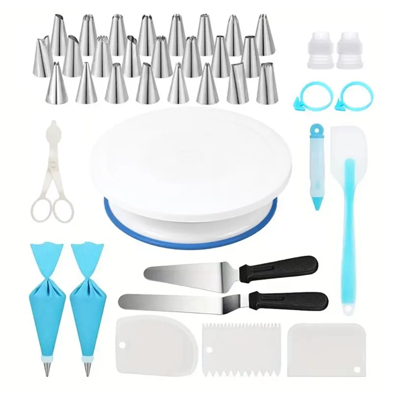 ABKY-Bake Tools-39Pcs Non-Slip Turntable For Beginners DIY Cake Decorating Tool Kit-Cream Cookies Cake Making