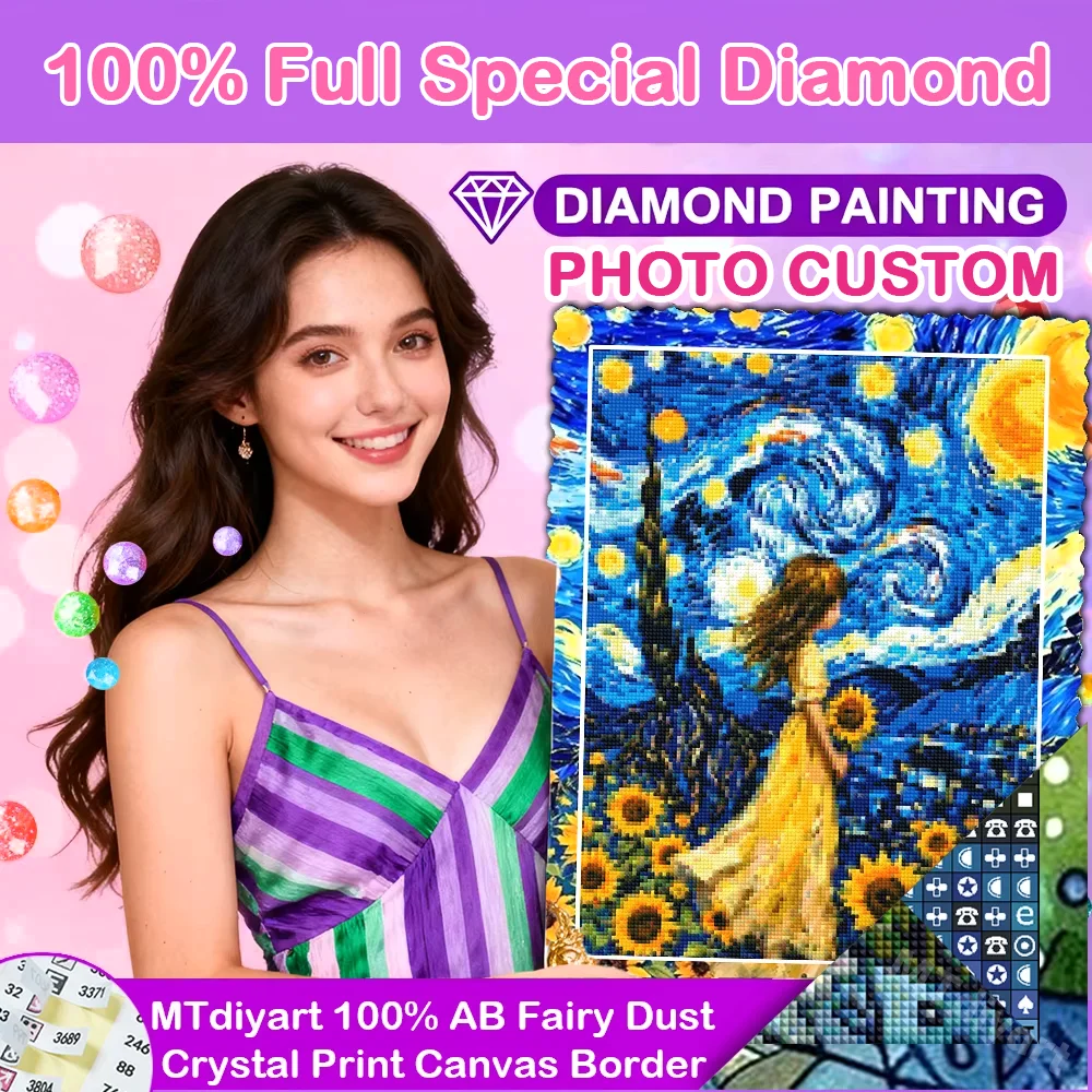 Photo Custom 100% Full AB Fairy Dust Crystal Drills Resin Diamond Painting With Sticker Legend Square 5D DIY Private Art Decor