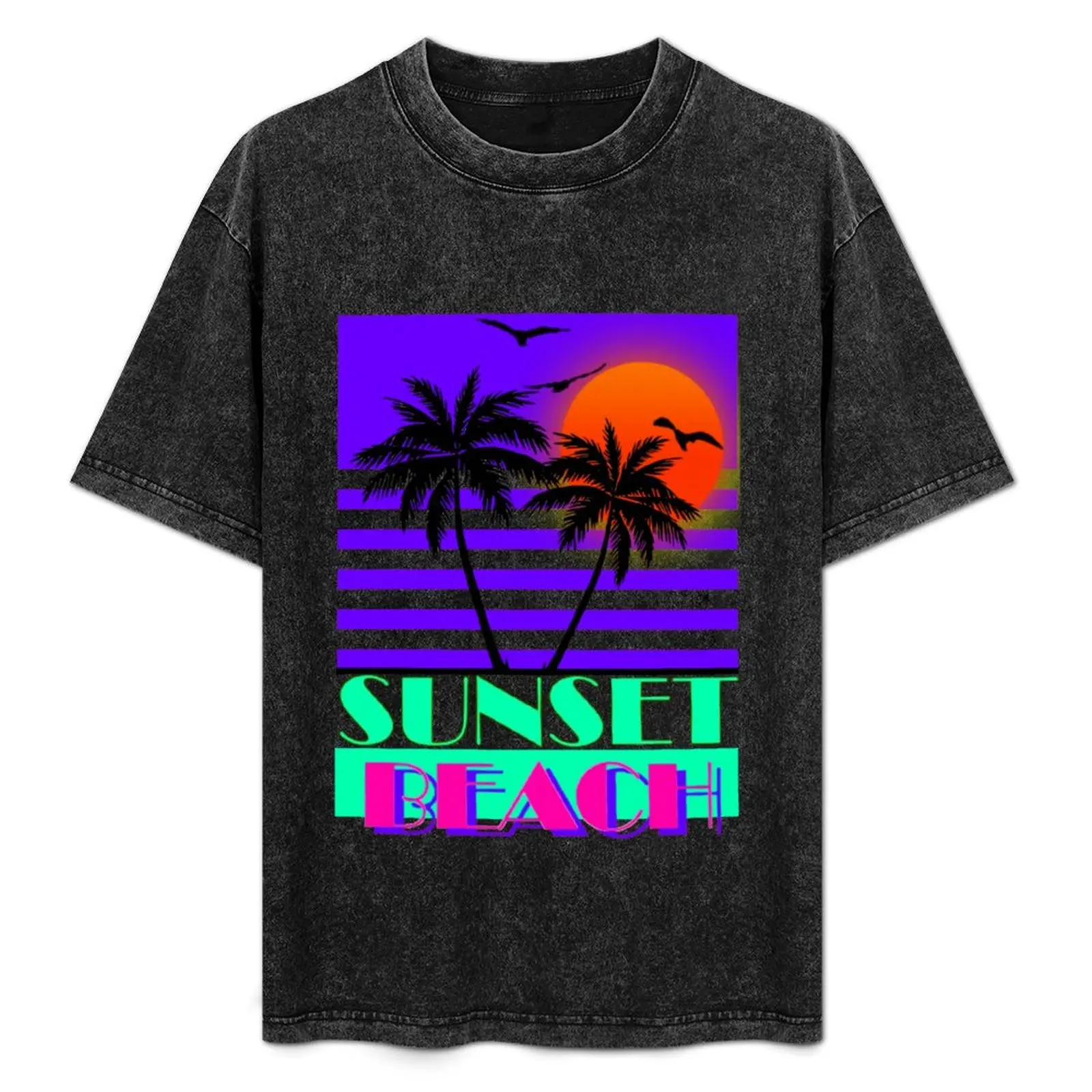 

Sunset Beach Retro 80s Style T-Shirt Big and Tall Short Sleeve Tee
