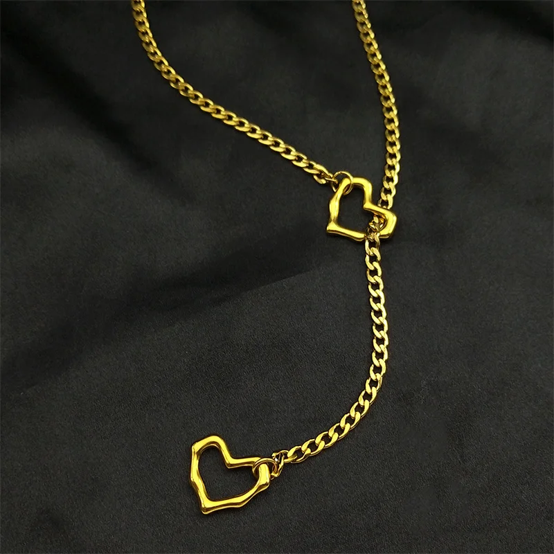 Herz-O-Ring Lange Kette für Damen und Herren Punk-Rock-Halskette Edelstahl Schlüssel-Schloss-Halsketten Verstellbare Y-Halskette Schmuck Geschenk – Detail 10