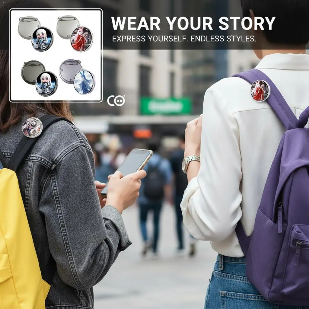 

Обновленный умный Bluetooth-значок с динамическим цифровым дисплеем и звуком, аниме-мерч, электронный значок-пин