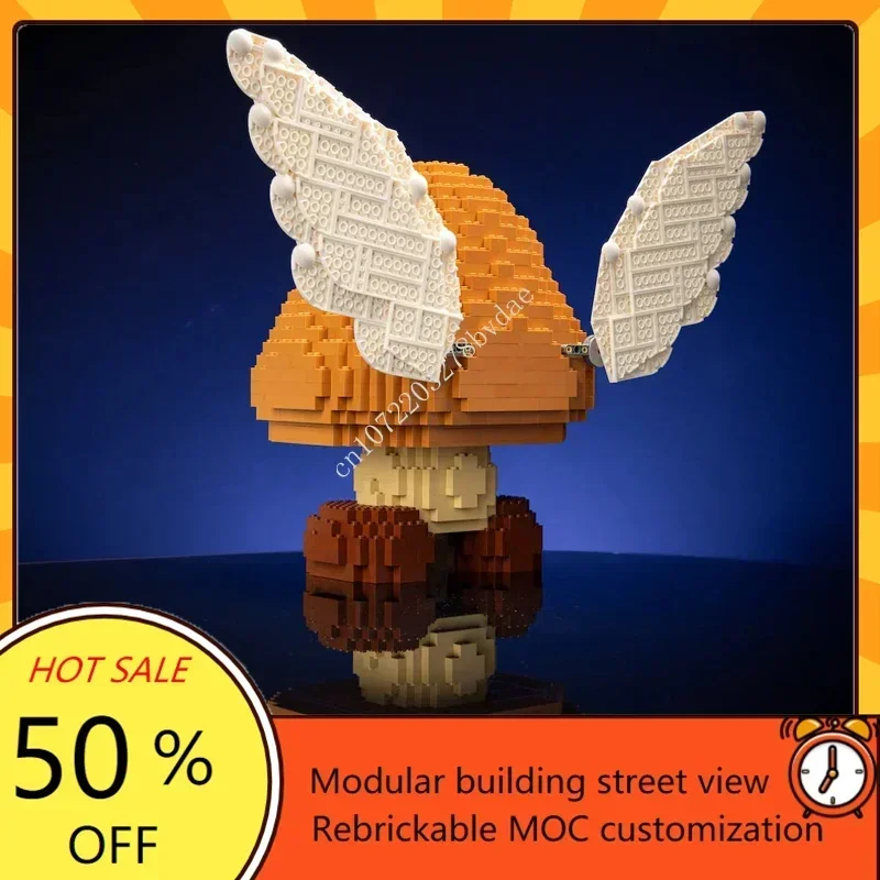 1779PCS MOC Life-Sized Sculpture Series Angry Mushroom Mega Figure Model Custom Puzzle   DIY Creative Assembly Toy Gifts