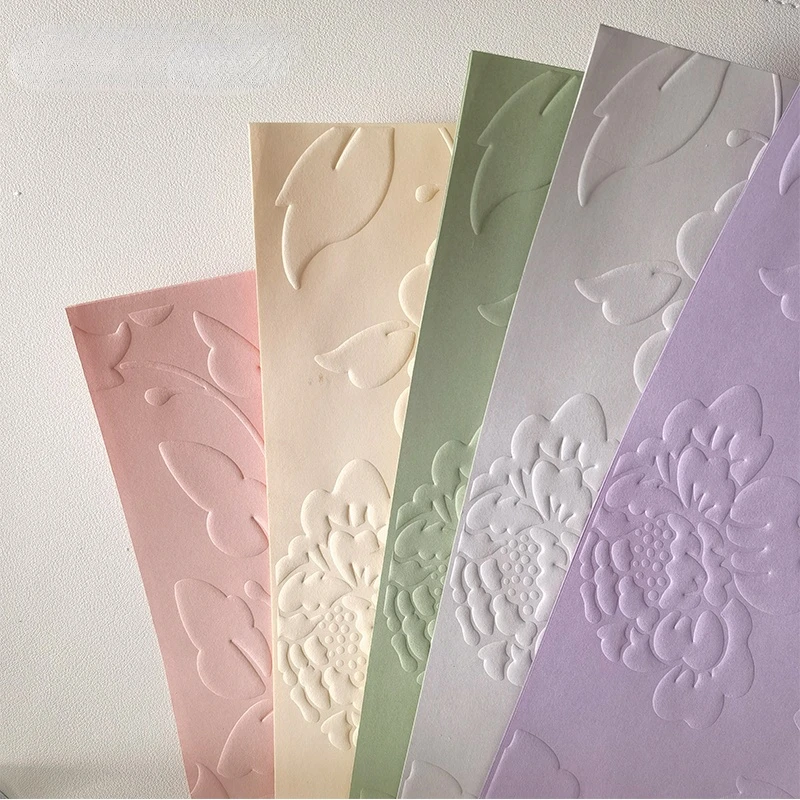 3D Embossing Flower Wrapping Paper Thick Kraft 38x53cm Florist Shop Gifts Packing Material Paper Scrapbook Birthday Decor