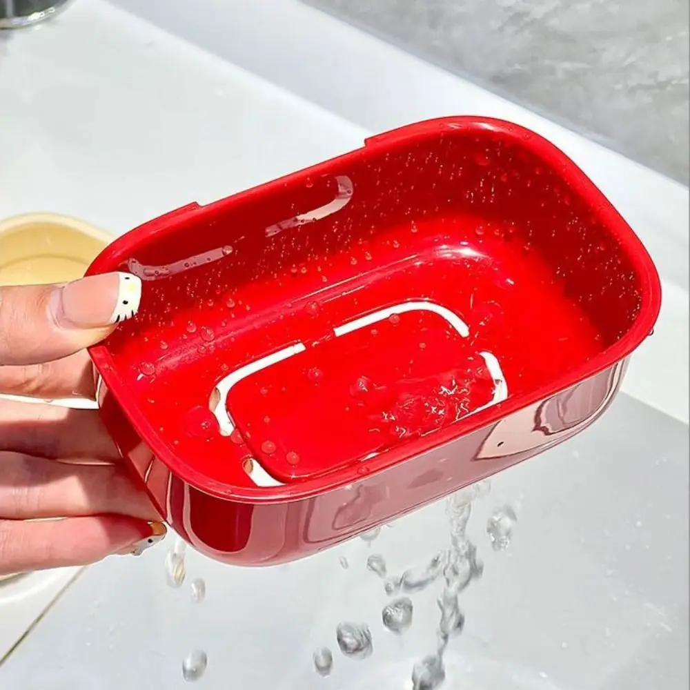 Creative Dopamine Soap Holder Drain Tray White&red Drainage Soap Dish Dot Bow Soap Tray Hotel Ornament
