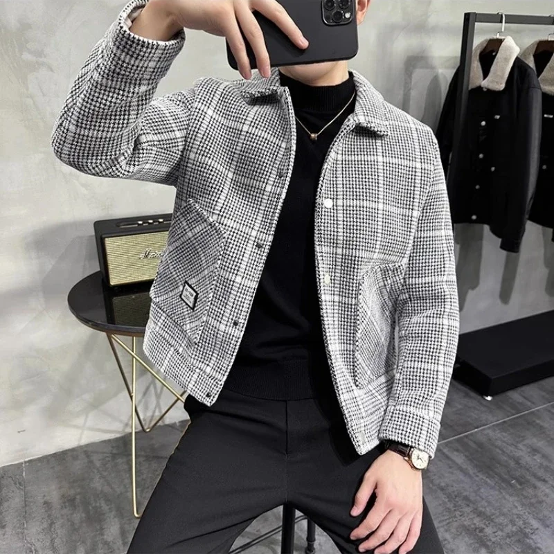 

High Quality Autumn Winter Woolen Jacket for Men Short Wool Blends Trench Coat Men Casual Business Social Streetwear Overcoat