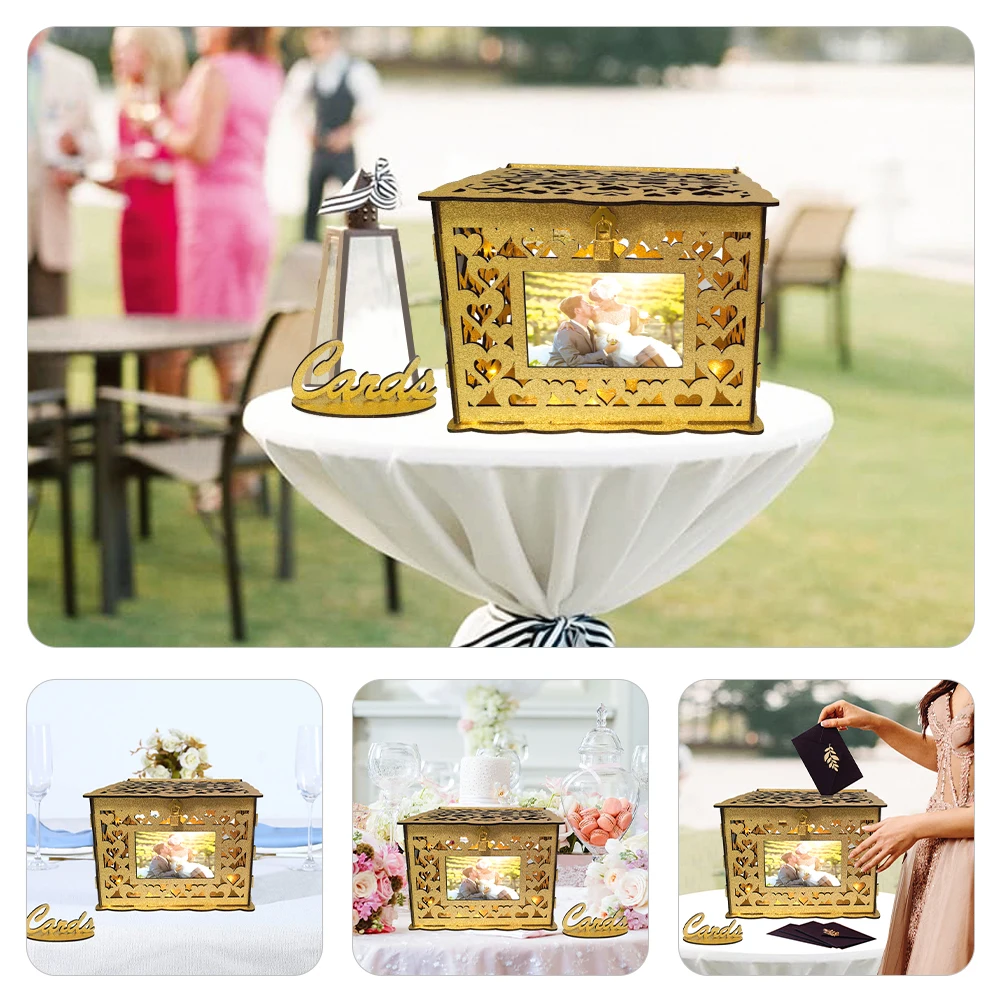 

Wooden Decorative Photo Frame Storage Boxes Card Holder Greeting Cards Container
