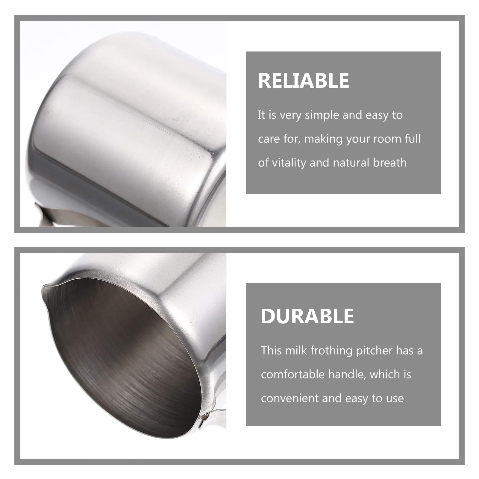 

Stainless Steel Milk Frothing Pitcher Professional Coffee Steaming Cup Portable Kitchen Frother Tool Non-Stick Light