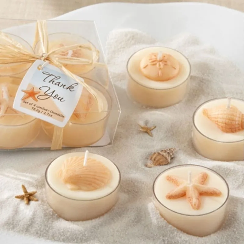 Free Shipping 10sets/lot Wedding Candle Seaside Tea Light Candle set