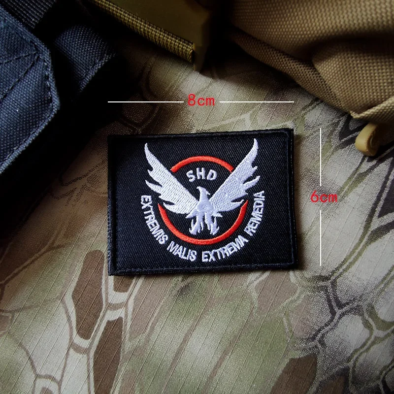 SHD The Division Embroidered Patches for Clothing Shooting Role-playing Game Tactical Armband Wings Hook&Loop Badge on Backpack