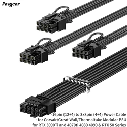 Fasgear 12VHPWR PCIe 5.0 GPU Power Cable Connector for RTX 3090Ti 4000Series 5080 5070Ti Only for Corsair/Great Wall/Thermaltake