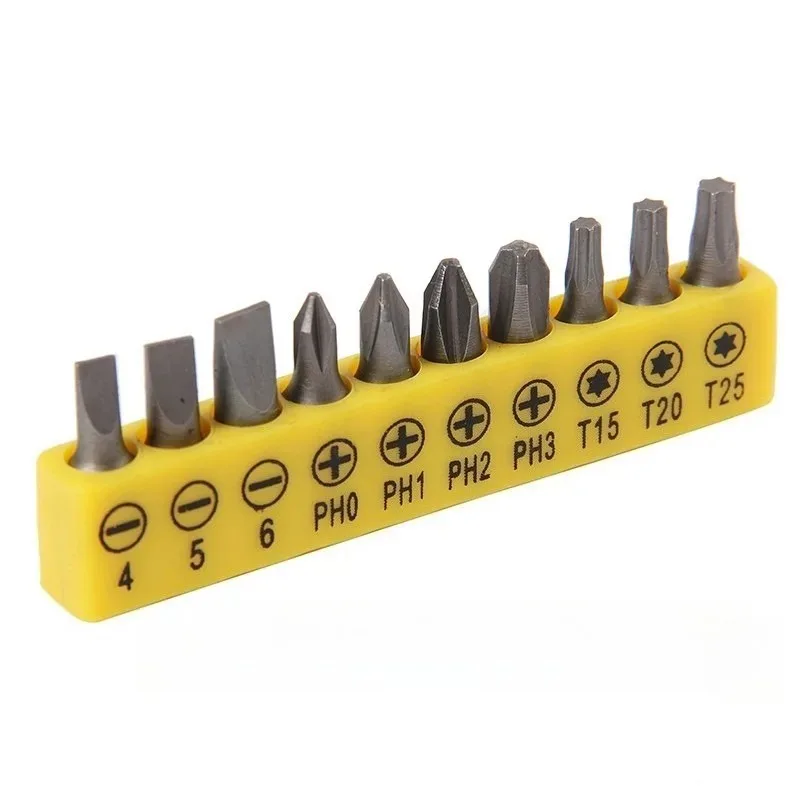 New 10pc 60mm Conversion Extension Rod Woodworking Power Tool Set Rubber Strip Cross Screwdriver Head Bit