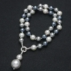 Fashion Glass Pearl Pendant Necklace for Women New Luxury Charm Girls Gift Collarbone Chain Sweater Chain Bulk Items Wholesale